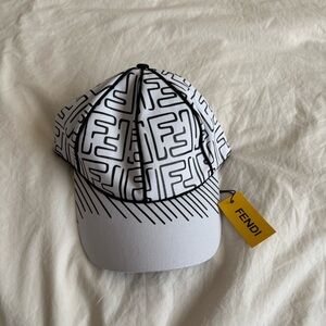 Fendi Monogram White and Black Cap NWT